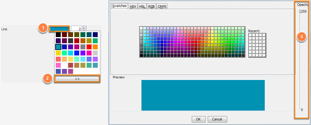 Adjust opacity of item