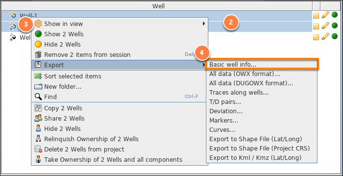 Export basic well info